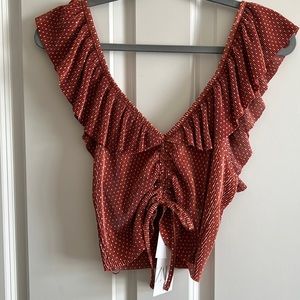 NWT Polka Dot Adjustable Ruched Top